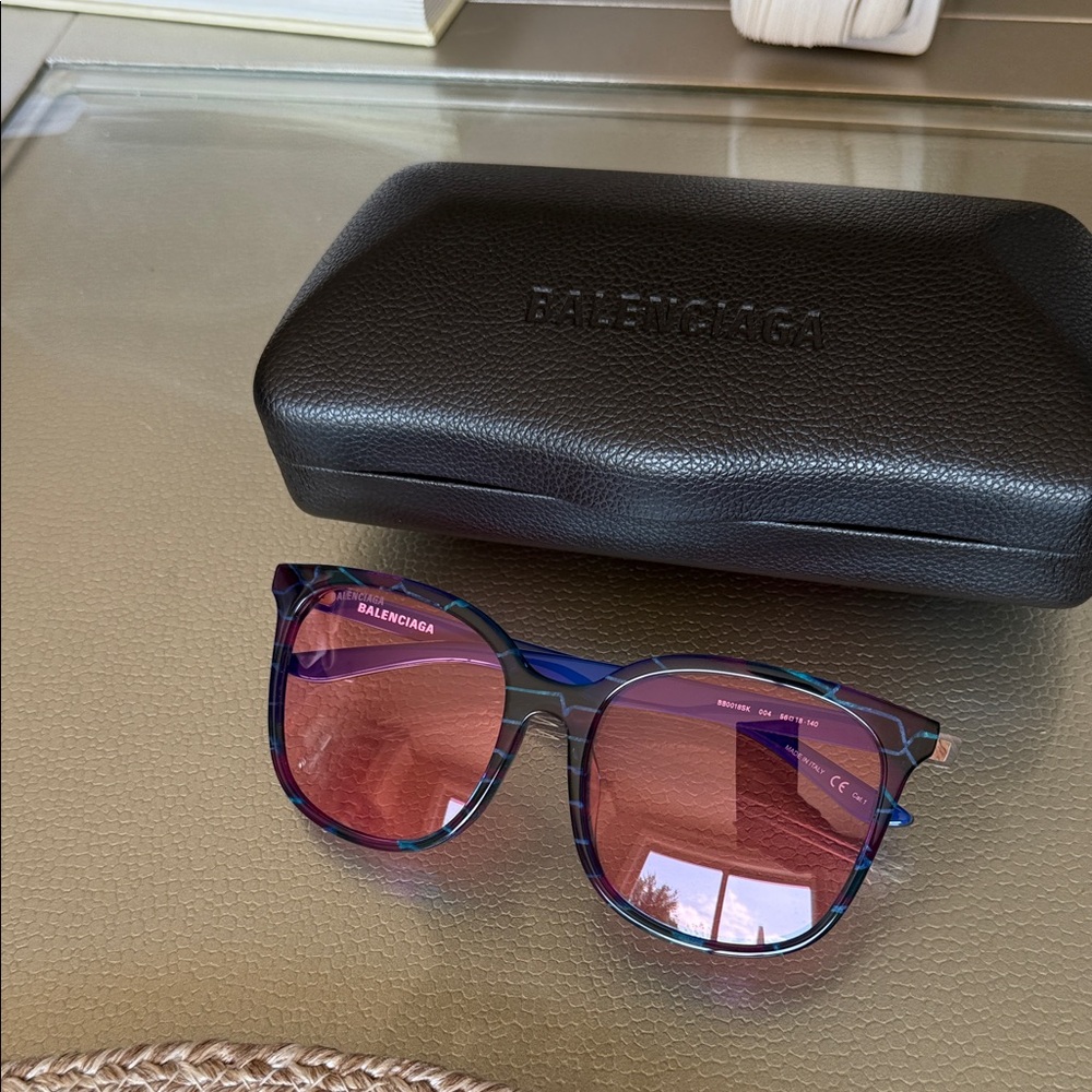 Balenciaga Sunglasses with Purple and Pink Accents